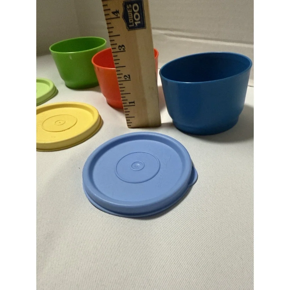 Lot of‎ 3 Vintage TUPPERWARE Vibrant Multi Color Snack Cups/Bowls